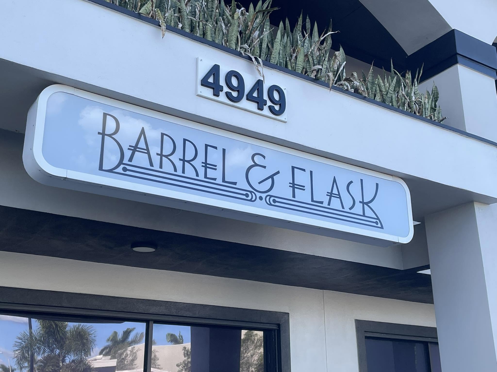 The Barrel & Flask exterior sign at 4949 Tamiami Trail in Naples